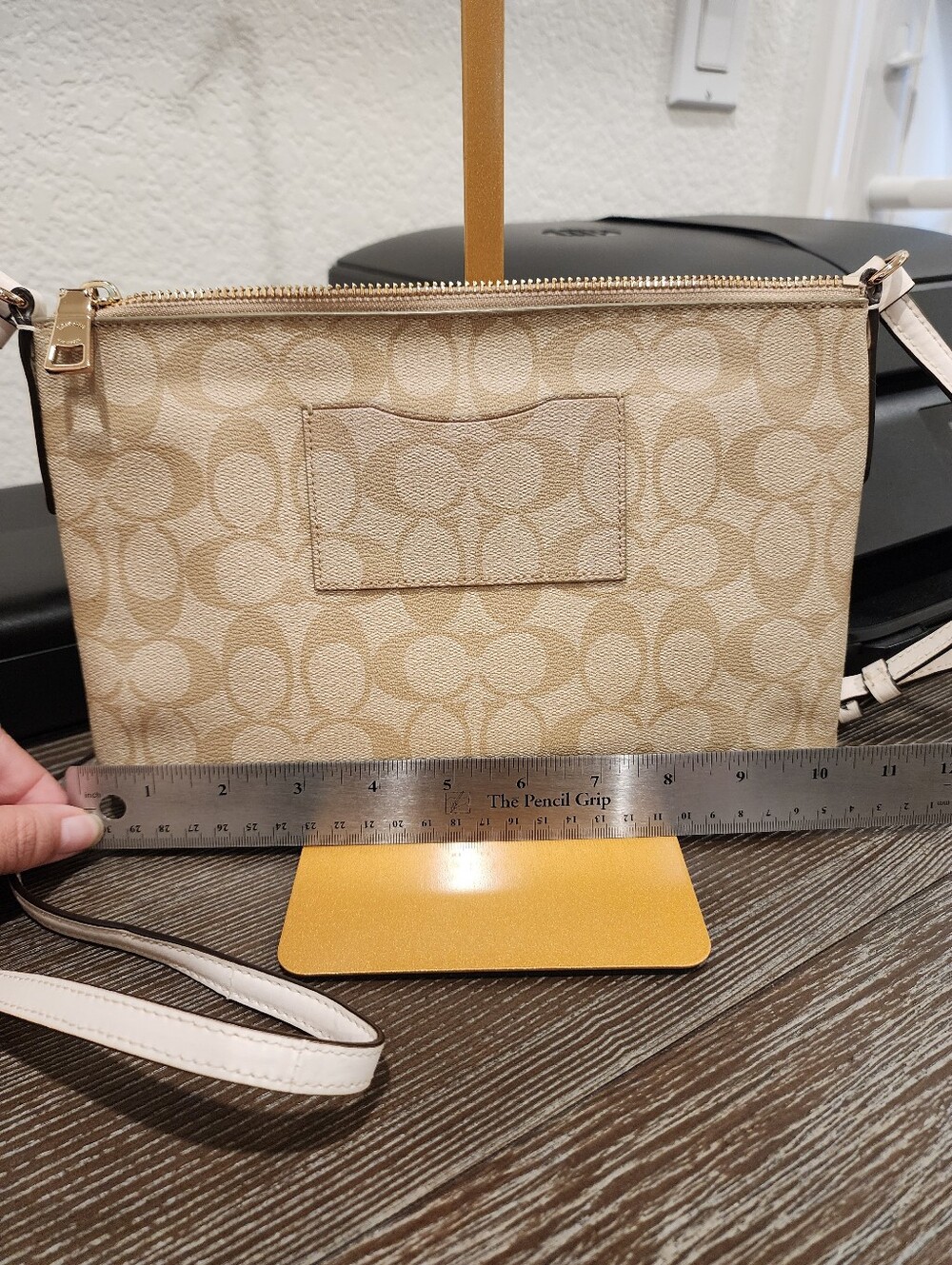 Coach Signature Tan Crossbody Bag with White Trim - Picture 12 of 16